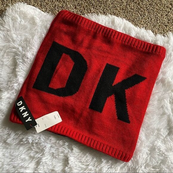 DKNY Red & Black Tube Scarf NEW With Tags One Size - Picture 1 of 5